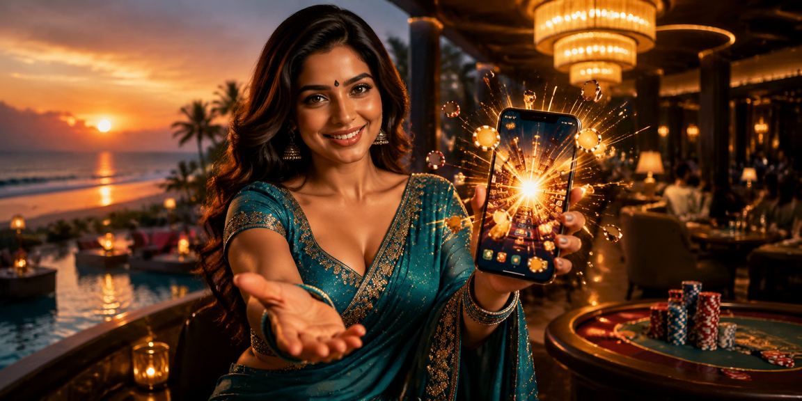 VIP player using 20microns mobile casino app at Goa beach