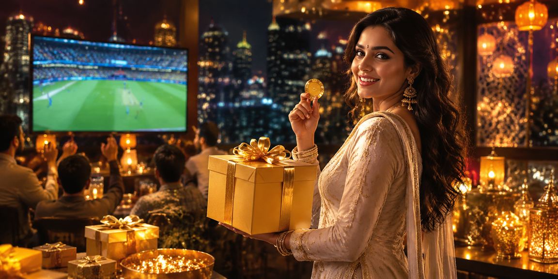 Indian woman enjoying cricket betting on mobile