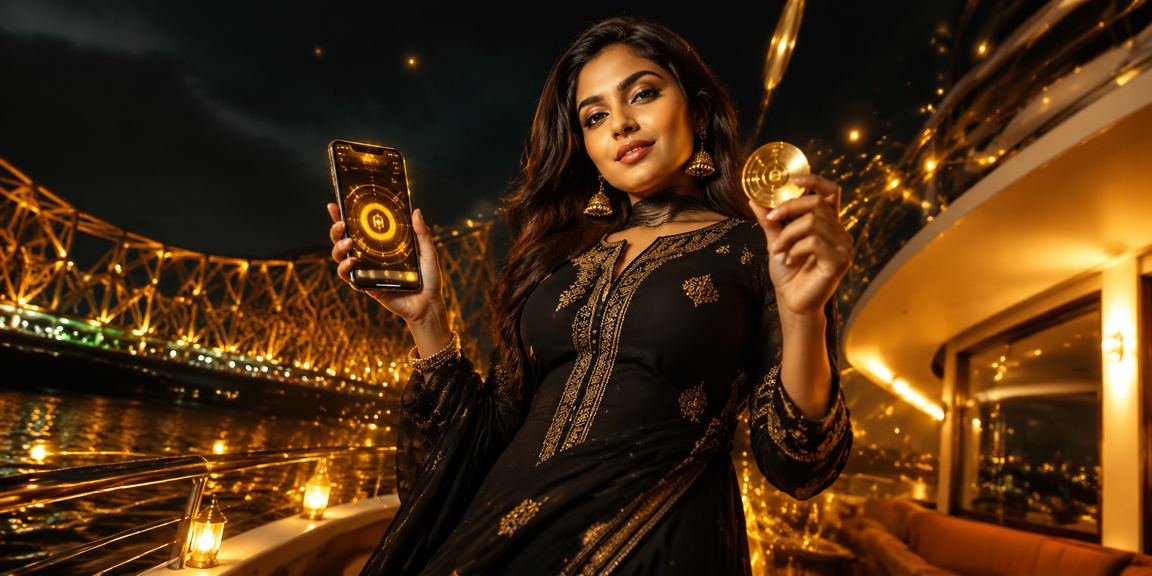 Player using mobile app for Teen Patti near Howrah Bridge Kolkata